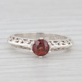 0.75ct Red Zircon Round Solitaire Ring Sterling Silver Sz 6.25 Stackable Ornate