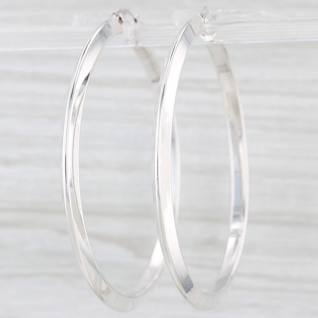 Light Gray Large Hoop Earrings Sterling Silver Statement Round Hoops