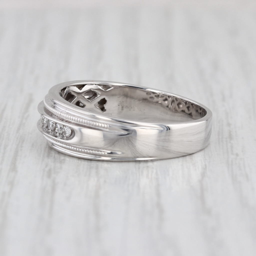 0.18ctw Diamond Wedding Band Men's 14k White Gold Size 10.75 Ring