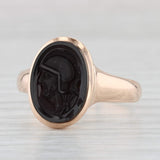 Light Gray Antique Carnelian Soldier Cameo Signet Ring 10k Yellow Gold Size 10 Men's