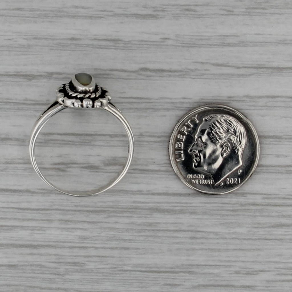 Vintage Southwestern Mother of Pearl Ring Sterling Silver Size 8.25