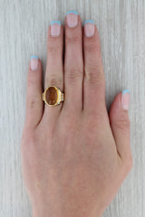 Dark Gray 8.55ctw Oval Citrine Sapphire Diamond Ring 18k Yellow Gold Size 6.25