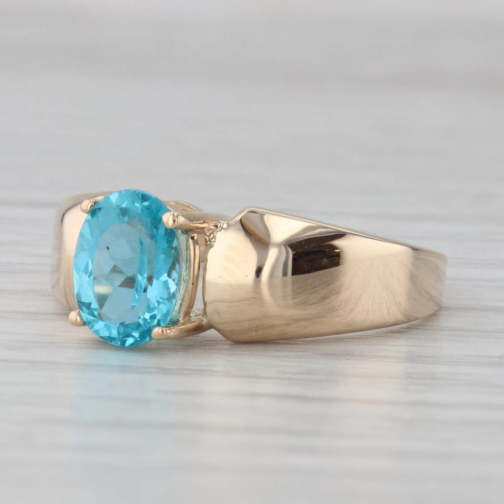 Gray 1ct Light Blue Apatite Oval Solitaire Ring 14k Yellow Gold Size 7