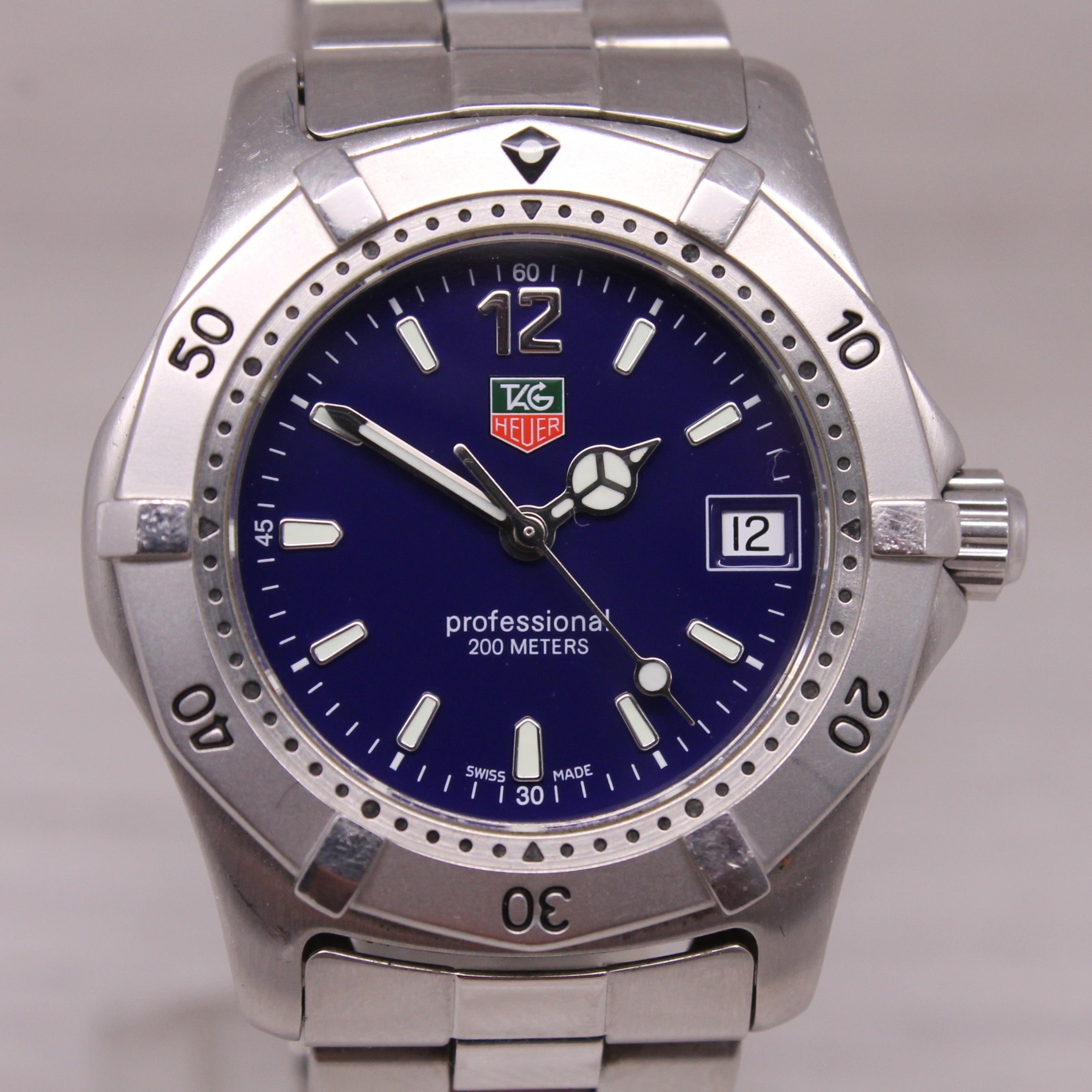Tag Heuer Professional Quartz Watch 34mm Midsize Swiss Date Blue Dial WK1213