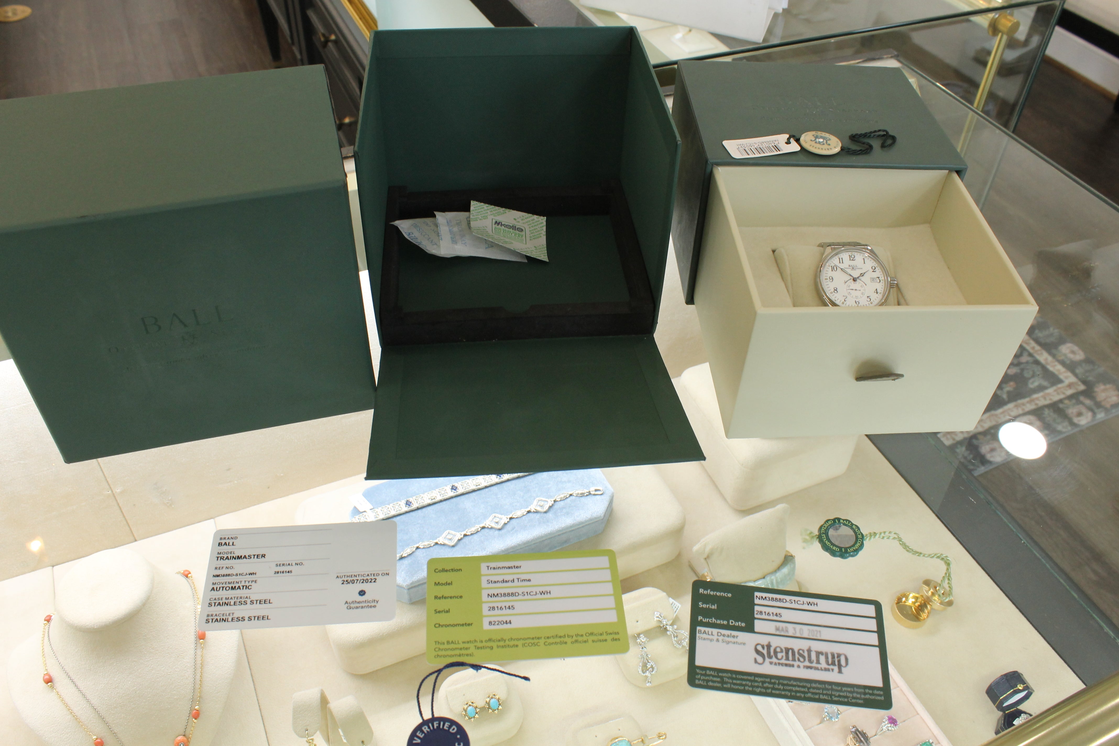 Ball Trainmaster 40mm Steel Automatic Watch Swiss Date NM3888D w/ Box Tag & More