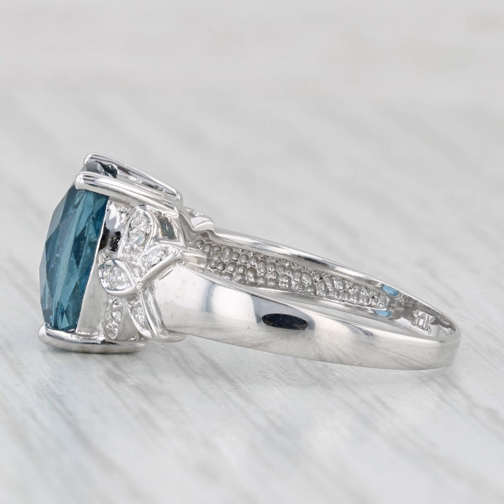 Light Gray 4.05ctw Blue Topaz Diamond Ring 10k White Gold Size 7.25