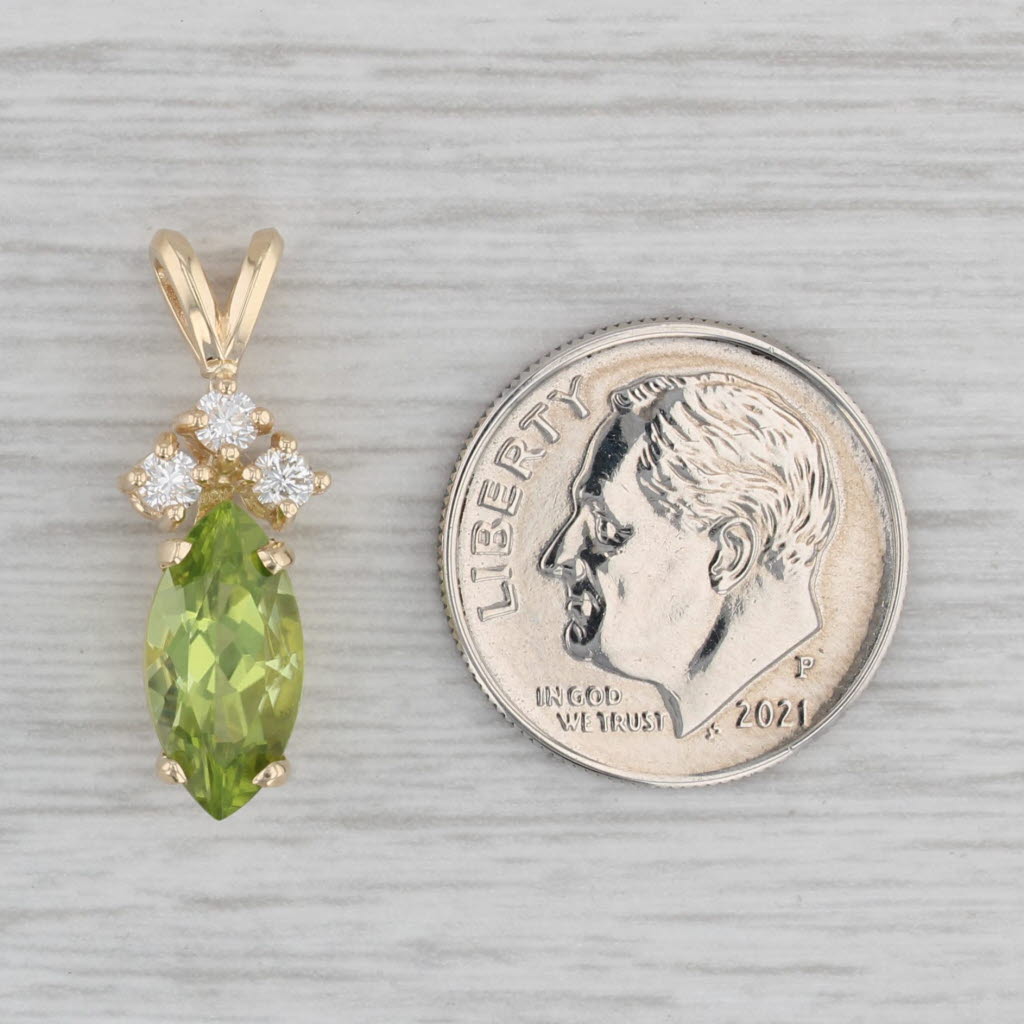 Gray 2.18ctw Marquise Peridot Diamond Pendant 14k Yellow Gold