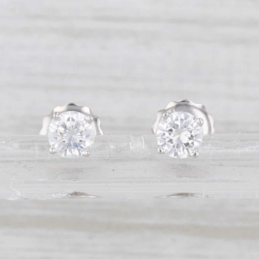 0.48ctw Diamond Round Solitaire Stud Earrings 14k White Gold Screw Back Studs
