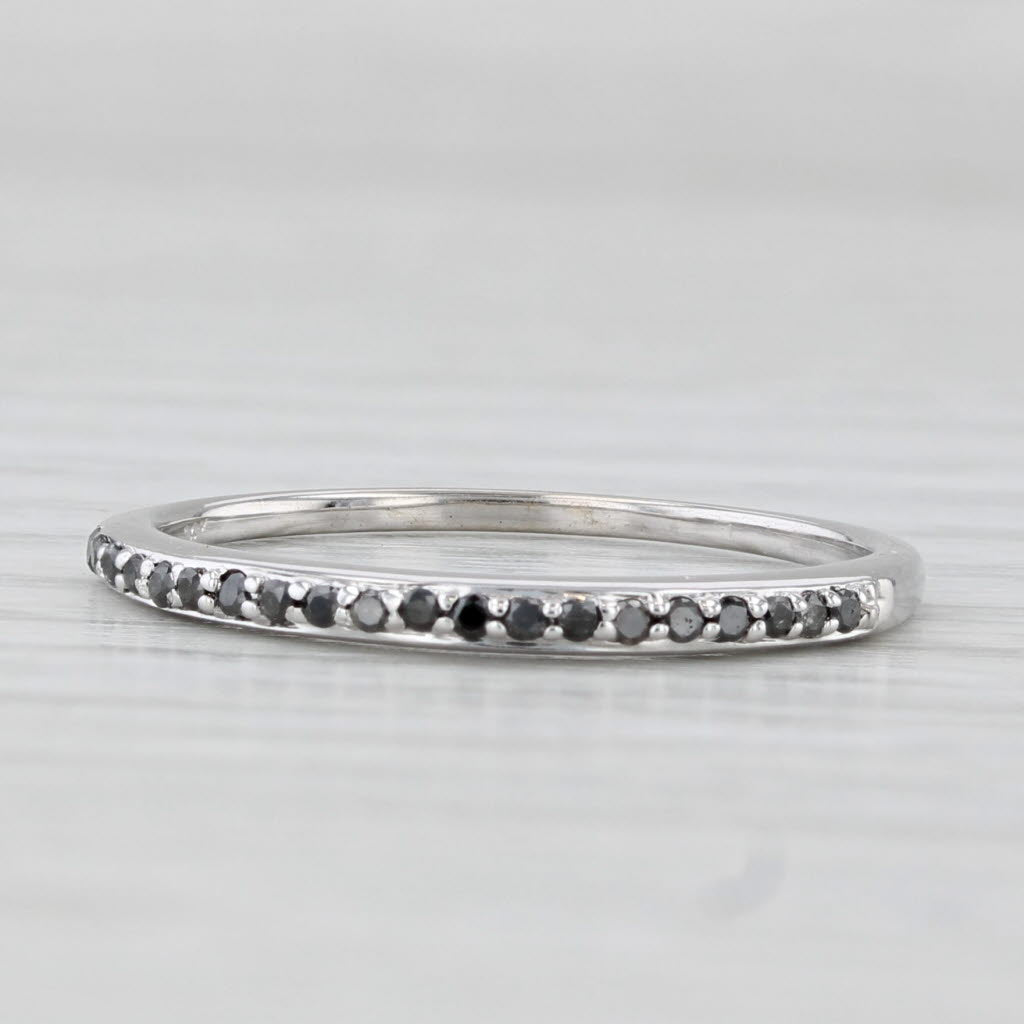 Light Gray 0.10ctw Black Diamond Band 14k White Gold Sz 7.25 Bridal Wedding Stackable Ring