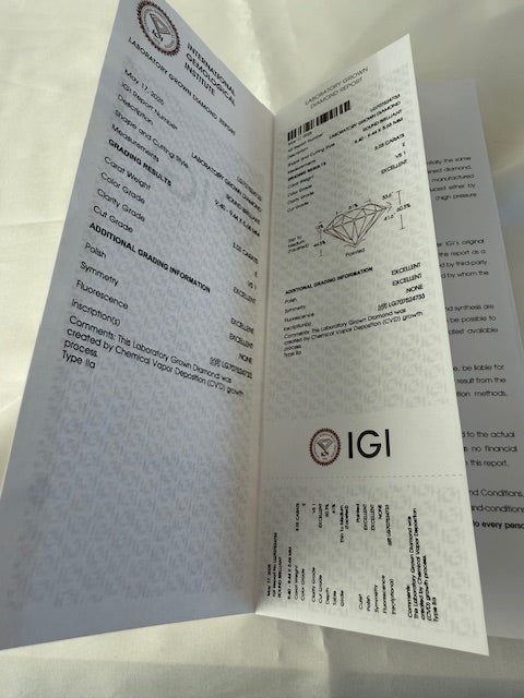 New IGI 3.26ctw Lab Grown Diamond Engagement Ring 14k Gold Round Bezel Set