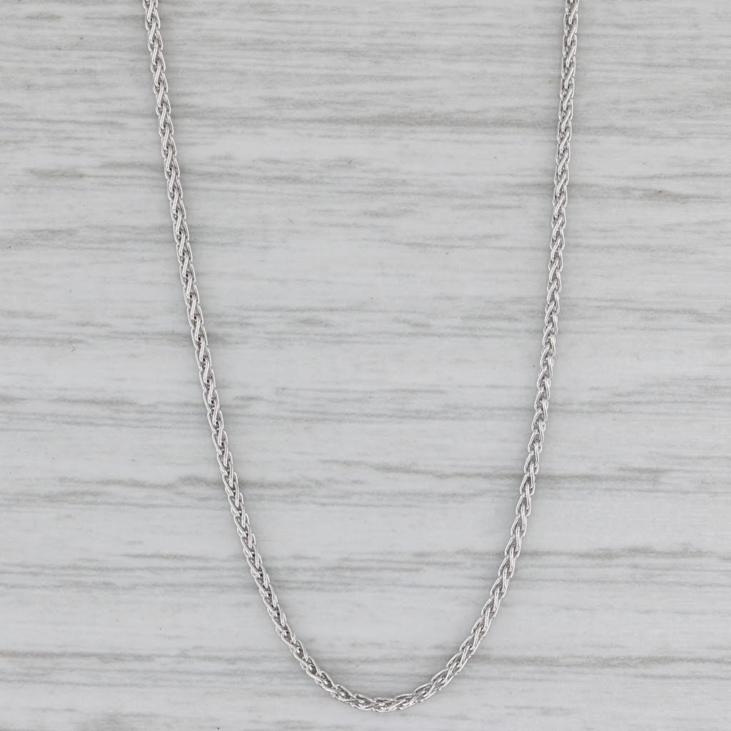 Gray Wheat Chain Necklace 14k White Gold 18" 1.1mm