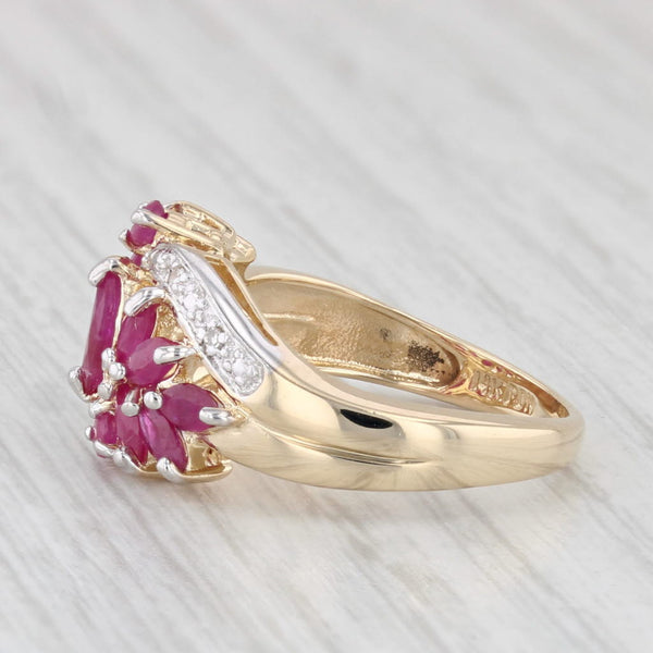 1.76ctw Ruby Cluster Diamond Ring 14k Yellow Gold Size 6