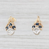 Light Gray 0.97ctw Blue Sapphire Diamond Earrings 14k Yellow Gold Drops