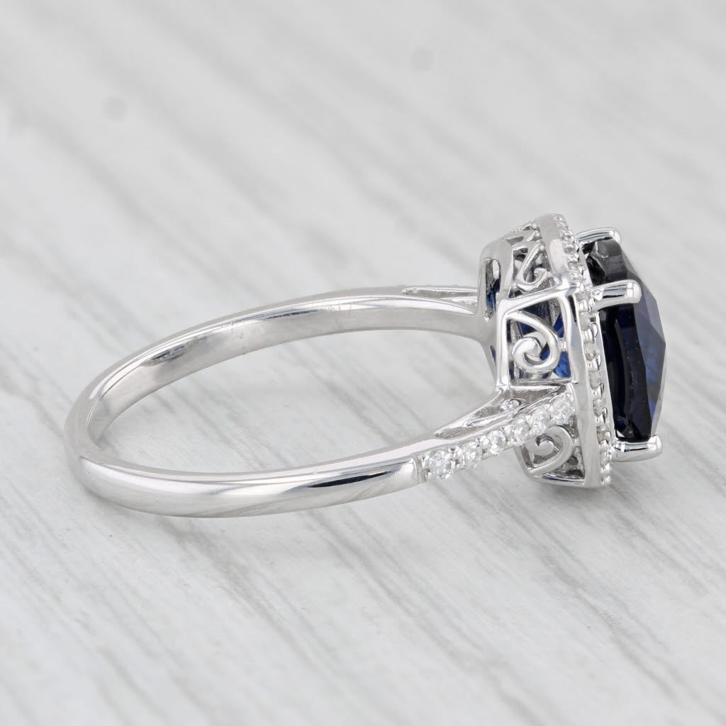 Light Gray Lab Created Sapphire Diamond Halo Ring 14k White Gold Size 7 Engagement