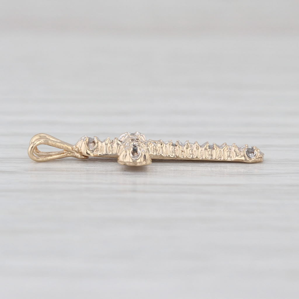 Diamond Cross Pendant 14k Yellow Gold Small Drop
