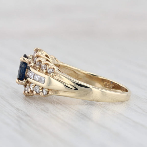 Light Gray 1.75ctw Blue Sapphire Diamond Ring 14k Yellow Gold Size 6.5