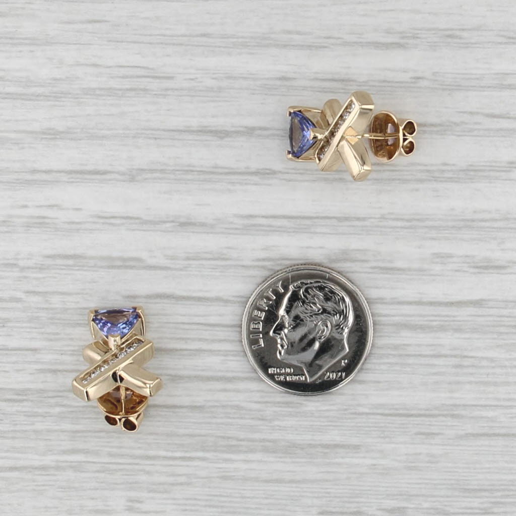 1.63ctw Tanzanite Diamond X Drop Earrings 14k Yellow Gold