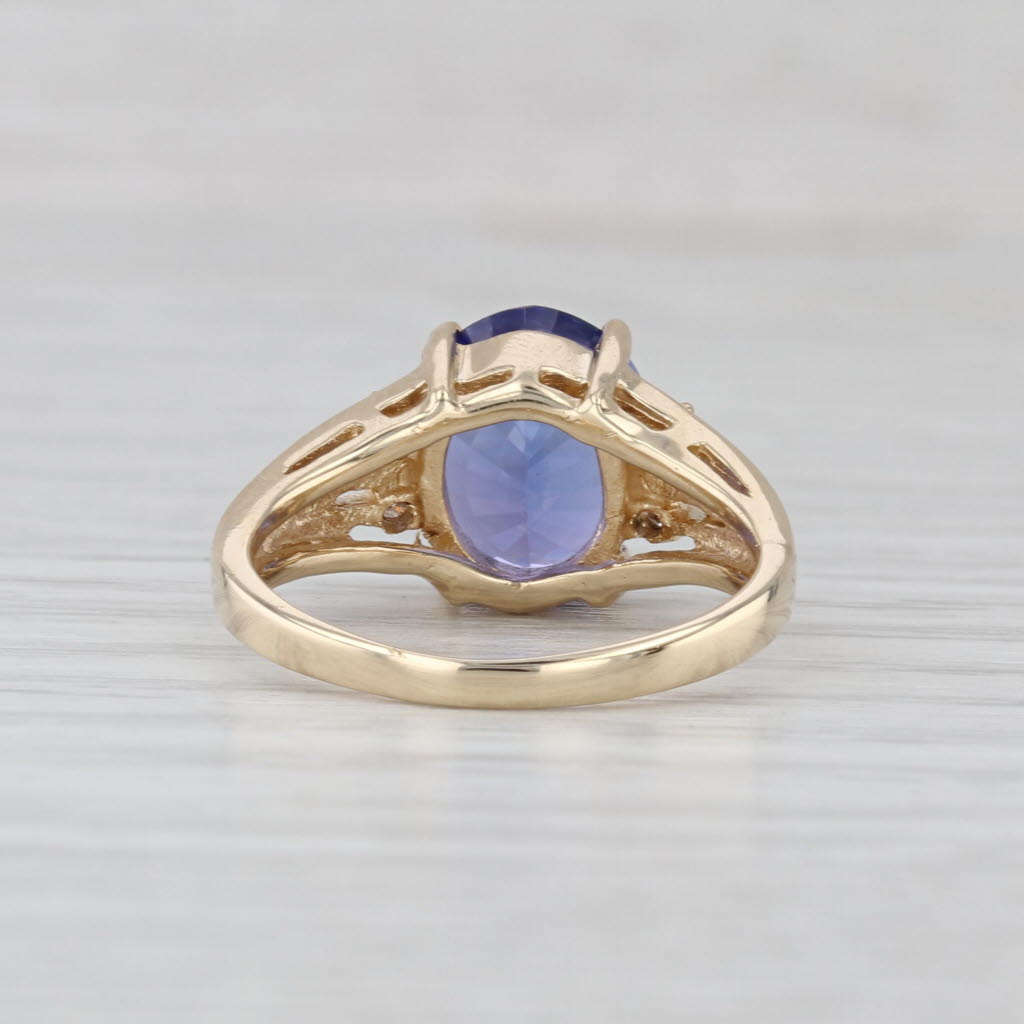 3.32ctw Oval Tanzanite Diamond Ring 14k Yellow Gold Size 5.25