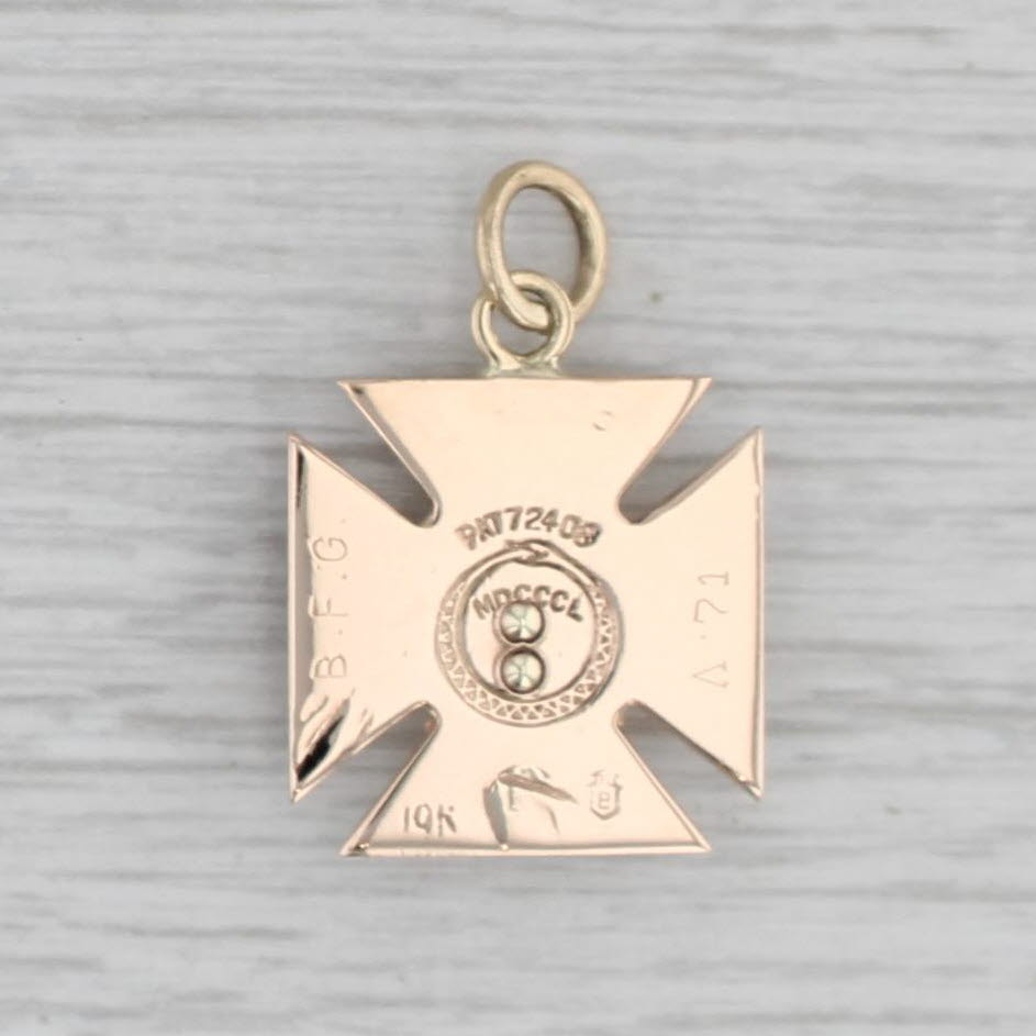 Gray Phi Kappa Sigma Fraternity Skull Cross Pendant 10k Gold Charm Vintage Lambda