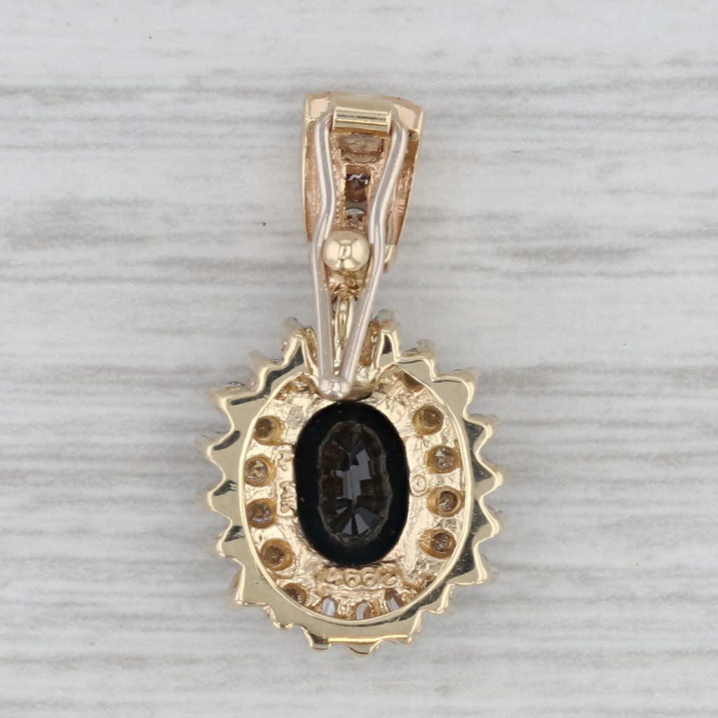 2.22ctw Oval Blue Sapphire Diamond Halo Enhancer Pendant 14k Yellow Gold