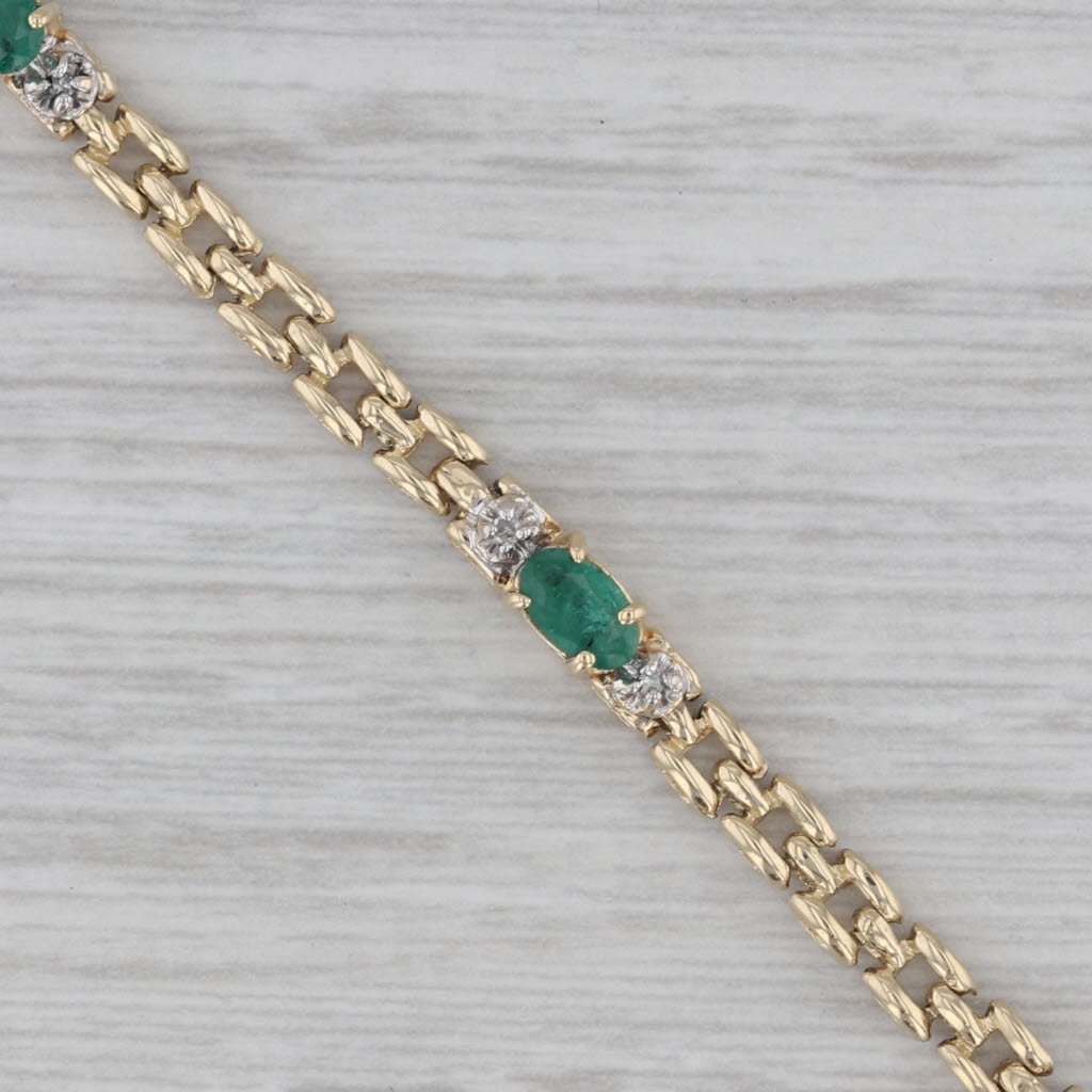 Gray 1.23ctw Emerald Diamond Bracelet 10k Yellow Gold 8" Panther Chain