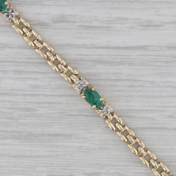 1.23ctw Emerald Diamond Bracelet 10k Yellow Gold 8" Panther Chain
