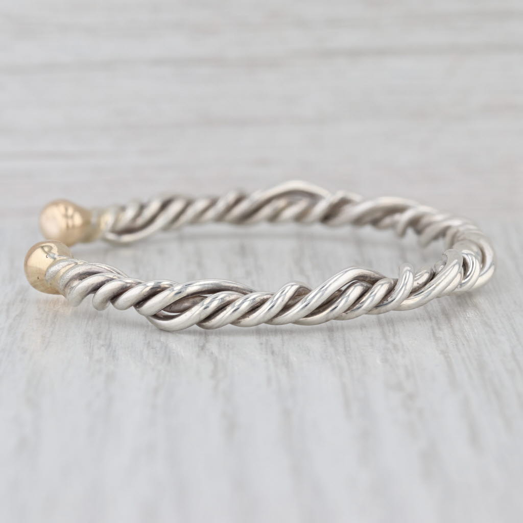 Handmade Woven Cuff Bracelet Sterling Silver 10k Gold 6.75"
