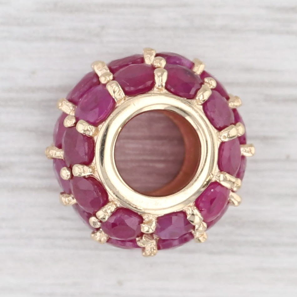 Light Gray 3.60ctw Ruby Cluster Bead Charm Slide Pendant 14k Yellow Gold