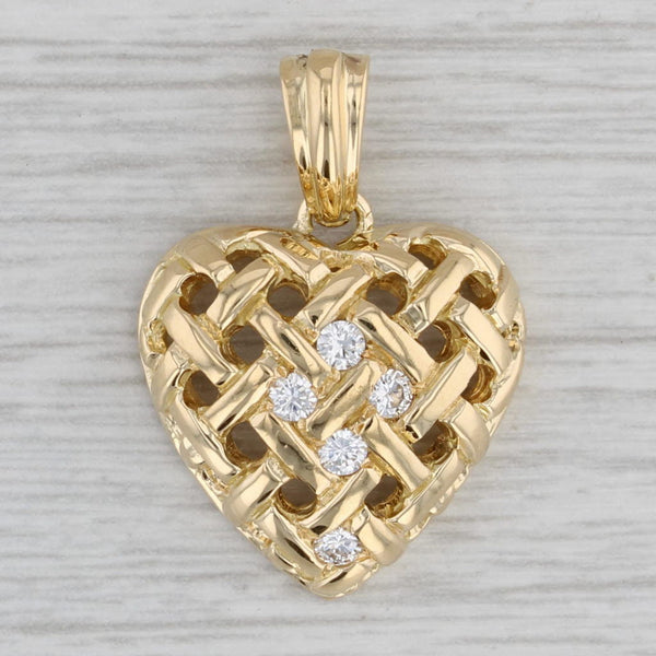 0.24ctw Diamond Lattice Work Heart Pendant 18k Yellow Gold