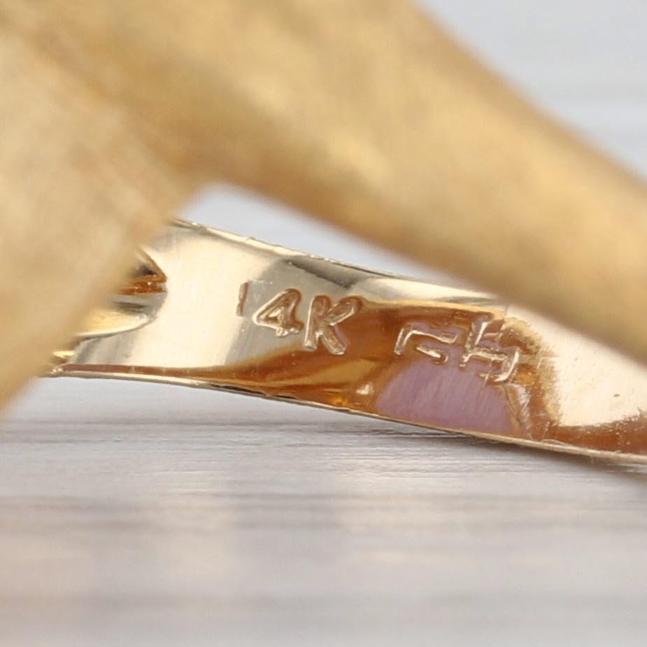 Purple Jadeite Jade Diamond Bypass Ring Brushed 14k Yellow Gold Sz 6.5 Cocktail