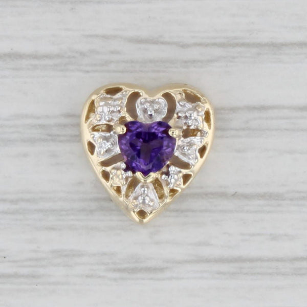 Richard Klein 0.45ct Amethyst Heart Diamond Slide Bracelet Charm 14k Gold