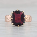 Light Gray Victorian 2.40ct Garnet Ring 13k Rose Gold Cushion Solitaire Size 5.5