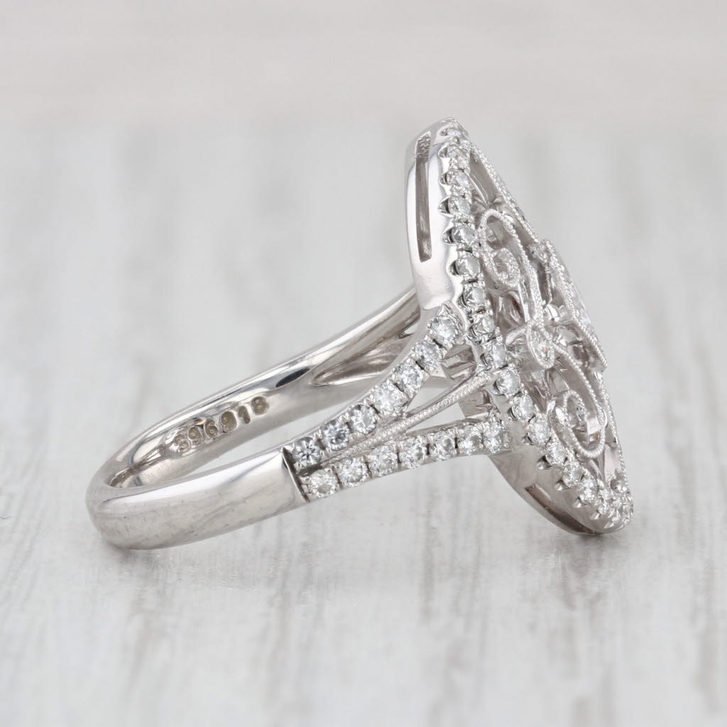 Simon G 0.73ctw Diamond Ornate Filigree Ring 18k White Gold Size 6.5