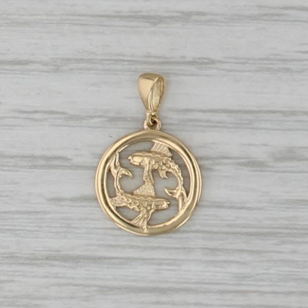 Pisces Fish Pendant 18k Yellow Gold Zodiac Birth Sign Charm
