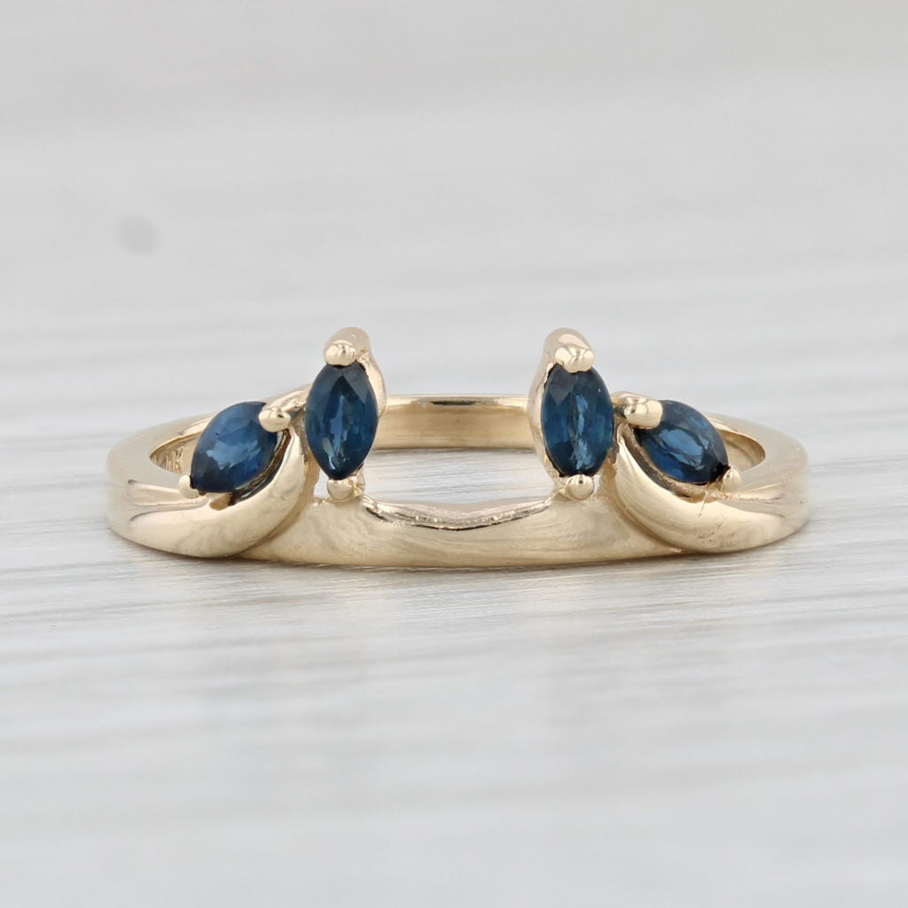 Light Gray 0.25ctw Blue Sapphire Ring Guard Enhancer Wedding Band 10k Yellow Gold Size 6.5