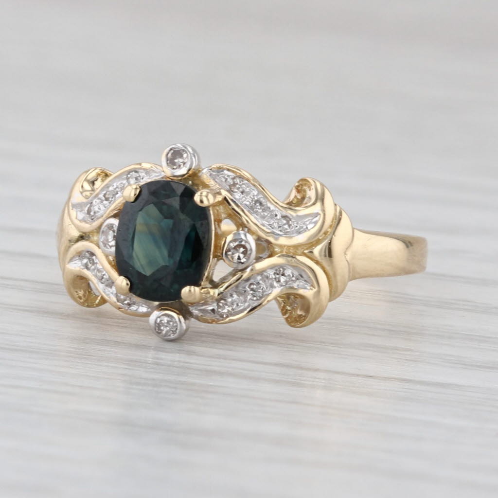 0.38ctw Blue Sapphire Diamond Ring 14k Yellow Gold Size 6.5