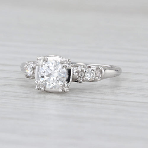 Vintage Round 0.64ctw Diamond Engagement Ring 900 Platinum Size 7.25
