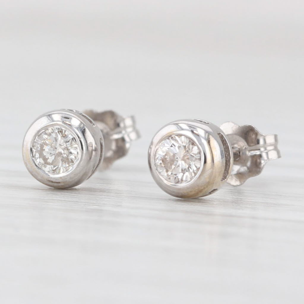 Light Gray 0.25ctw Round Diamond Solitaire Stud Earrings 14k White Gold