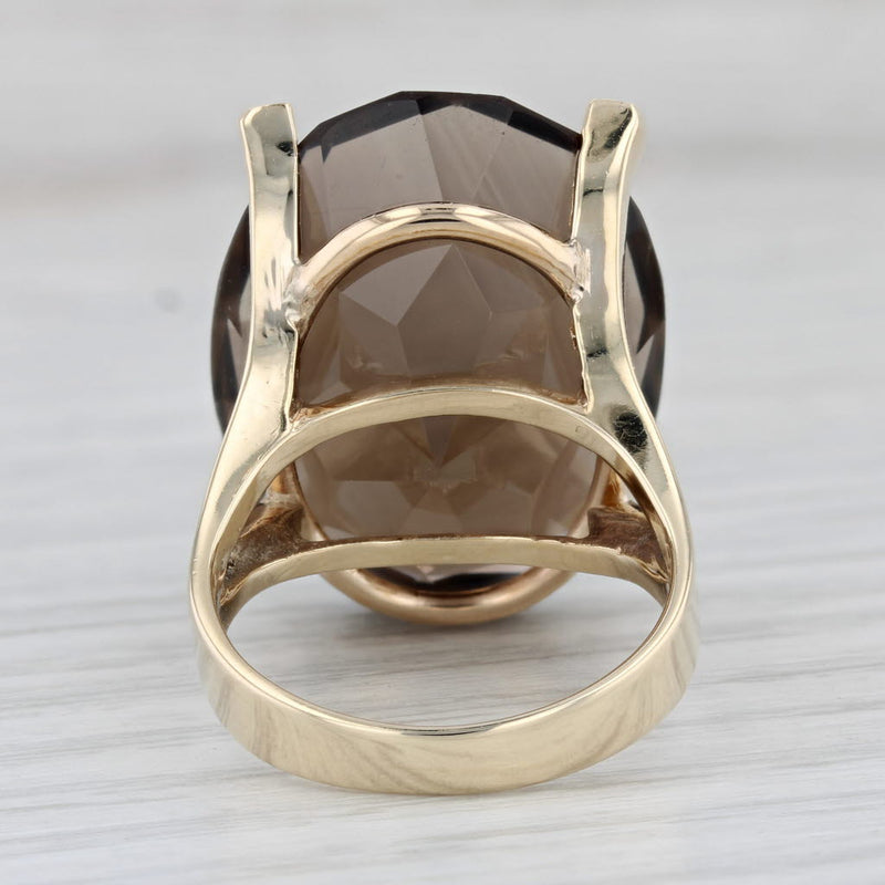 Gray 30.10ct Smoky Quartz Ring 14k Yellow Gold Size 7.5 Large Oval Solitaire Cocktail