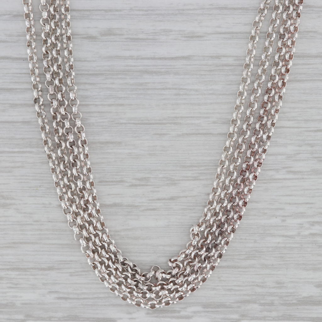 Gray Milor Italy 4 Chain Rolo Chain Necklace Sterling Silver 18"