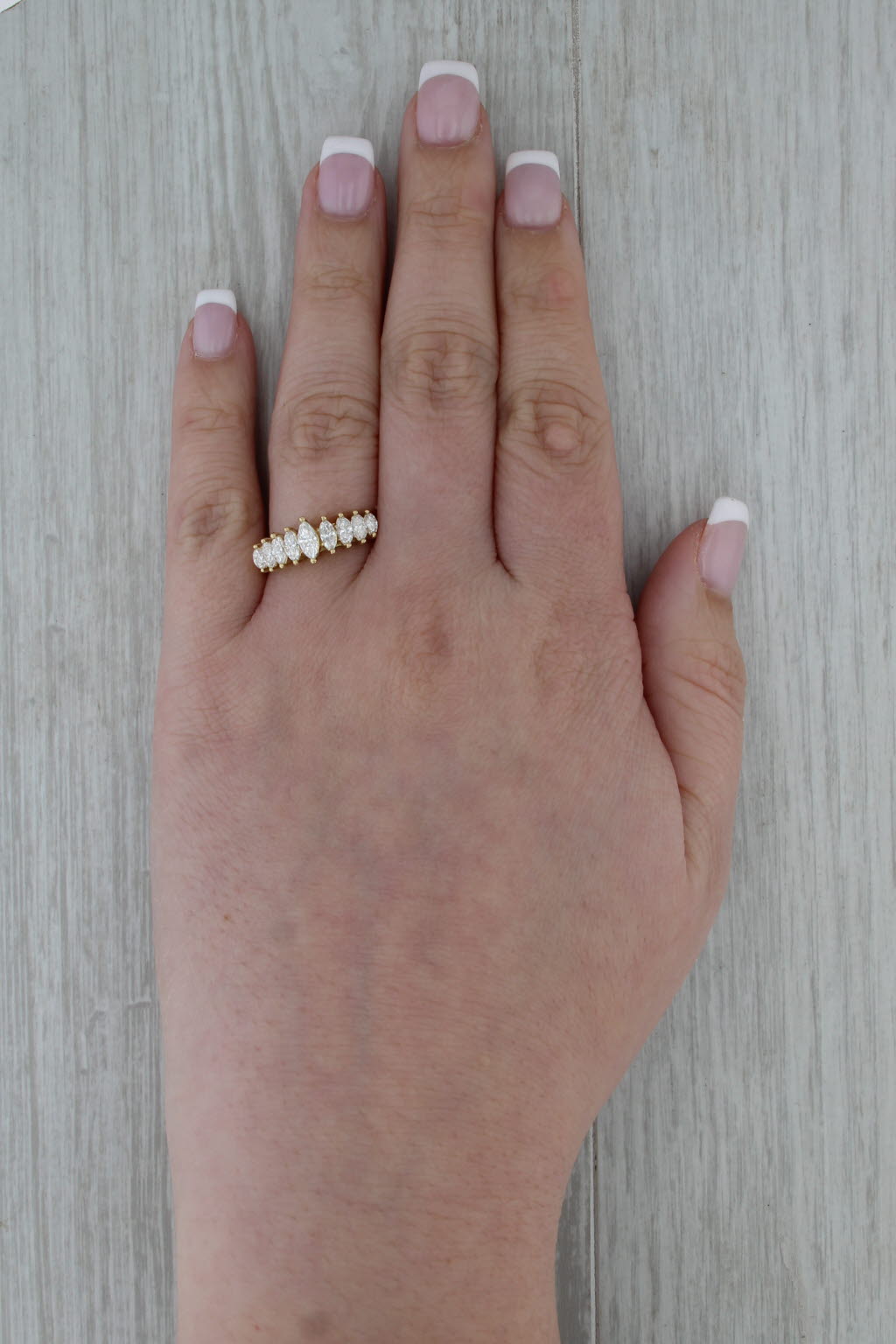 1ctw Marquise Rooftop Diamond Ring 18k Gold Size 8.25 Anniversary Stackable