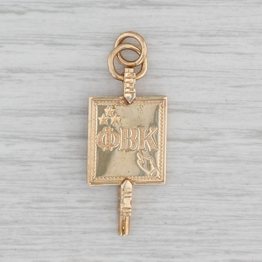 Gray Phi Beta Kappa Honor Society Fraternity Key Fob Vintage 10k Yellow Gold