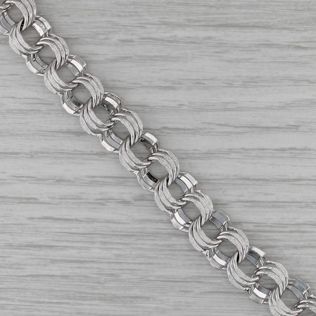 3-Ring Curb Chain Bracelet Sterling Silver Charm Starter 7.25" 11.8mm