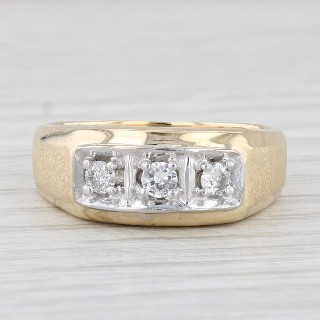 Light Gray 0.15ctw Diamond Ring 14k Yellow Gold Size 8.5 Vintage Wedding Band