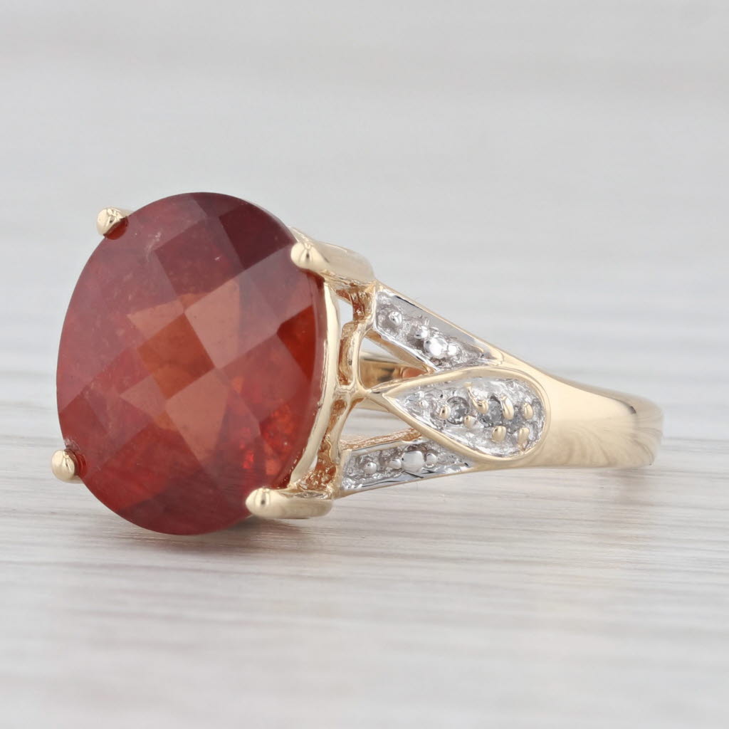 Light Gray 5.39ctw Hessonite Garnet Diamond Ring 14k Yellow Gold Size 7