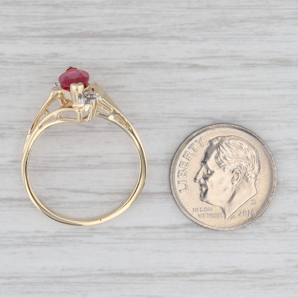 Light Gray 1.48ct Lab Created Ruby Ring 10k Yellow Gold Size 8.25 Bypass