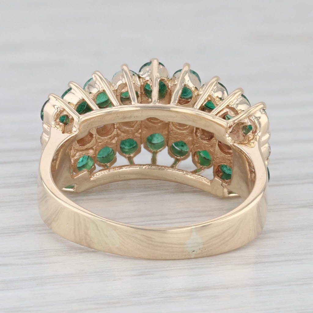 Gray 1.68ctw Emerald Diamond 14K Yellow Gold Pyramid Ring Size 6.75