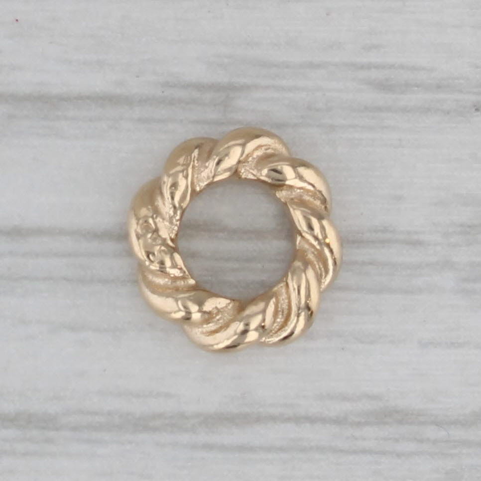 Gray Woven Gold Spacer Bead Charm 14k Yellow Gold