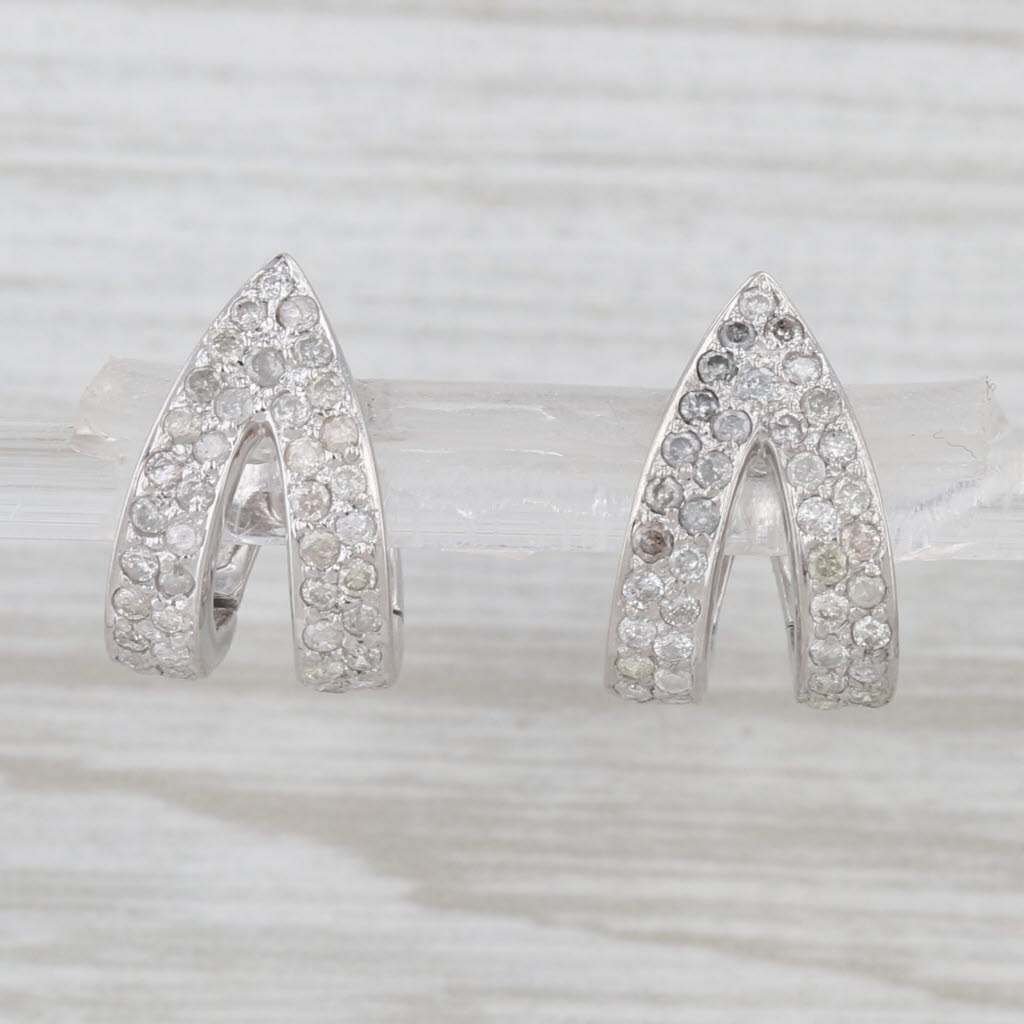 0.75ctw Diamond Hinged Hoop Earrings 18k White Gold Snap Top Drops