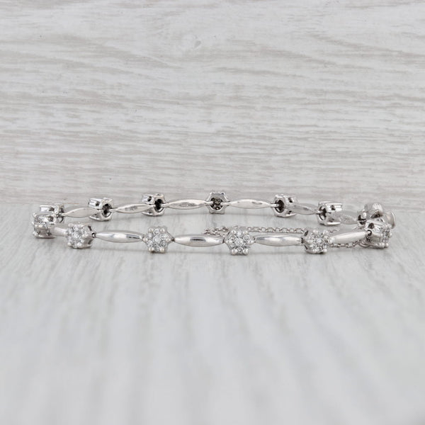 Gray 0.80ctw Diamond Bar Link Bracelet 14k White Gold 7" 4.5mm